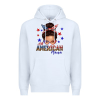 White all american mama messy bun Premium Hoodie - texasbilliewilder