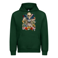 Forest Green Flower Boho Skull Skeleton Urban Hoodie - RanaPortraitStore
