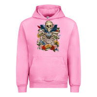 Fuchsia Pink Flower Boho Skull Skeleton Urban Hoodie - RanaPortraitStore