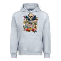 Heather Grey Flower Boho Skull Skeleton Urban Hoodie - RanaPortraitStore