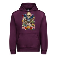 Mauve Wine Flower Boho Skull Skeleton Urban Hoodie - RanaPortraitStore