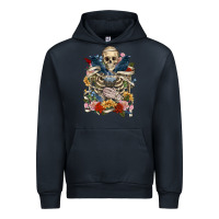 Navy Flower Boho Skull Skeleton Urban Hoodie - RanaPortraitStore