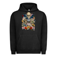 Pigment Black Flower Boho Skull Skeleton Urban Hoodie - RanaPortraitStore