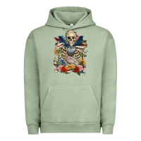 Pigment Oil Green Flower Boho Skull Skeleton Urban Hoodie - RanaPortraitStore
