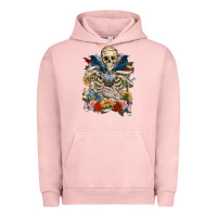 Pigment Salmon Flower Boho Skull Skeleton Urban Hoodie - RanaPortraitStore