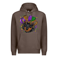 Coffee mardi gras hat dachshund puppy Premium Hoodie - RanaPortraitStore