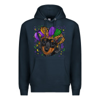 Navy mardi gras hat dachshund puppy Premium Hoodie - RanaPortraitStore