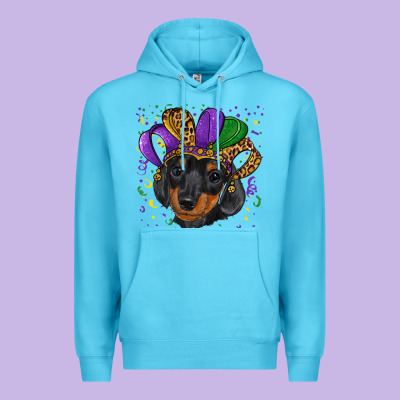 Mardi Gras Hat Dachshund Puppy Premium Hoodie Designed By Ranaportraitstore
