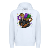 White mardi gras hat dachshund puppy Premium Hoodie - RanaPortraitStore