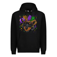 Black mardi gras hat dachshund puppy Premium Hoodie - RanaPortraitStore