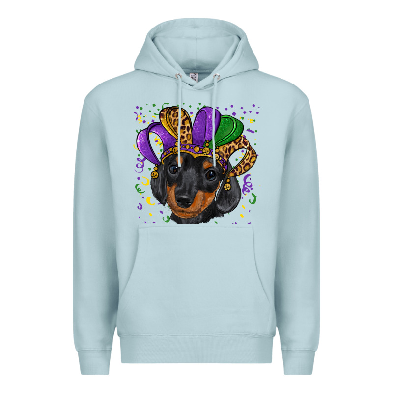 Mardi Gras Hat Dachshund Puppy Premium Hoodie by RanaPortraitStore | Teevron