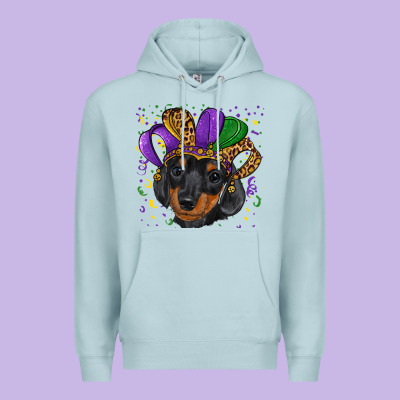 Mardi Gras Hat Dachshund Puppy Premium Hoodie Designed By Ranaportraitstore
