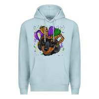 Blue Mist mardi gras hat dachshund puppy Premium Hoodie - RanaPortraitStore