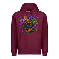 Burgundy mardi gras hat dachshund puppy Premium Hoodie - RanaPortraitStore