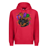 Cardinal mardi gras hat dachshund puppy Premium Hoodie - RanaPortraitStore