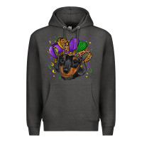 Charcoal Heather mardi gras hat dachshund puppy Premium Hoodie - RanaPortraitStore