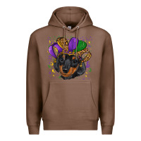 Chestnut mardi gras hat dachshund puppy Premium Hoodie - RanaPortraitStore