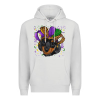 Dove Grey mardi gras hat dachshund puppy Premium Hoodie - RanaPortraitStore