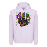 Lilac mardi gras hat dachshund puppy Premium Hoodie - RanaPortraitStore