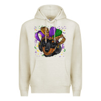 Oatmeal Heather mardi gras hat dachshund puppy Premium Hoodie - RanaPortraitStore