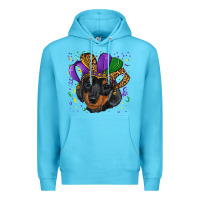 Ocean Blue mardi gras hat dachshund puppy Premium Hoodie - RanaPortraitStore