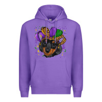 Purple mardi gras hat dachshund puppy Premium Hoodie - RanaPortraitStore