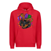 Red mardi gras hat dachshund puppy Premium Hoodie - RanaPortraitStore