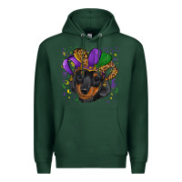 Sports Green mardi gras hat dachshund puppy Premium Hoodie - RanaPortraitStore