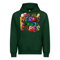 Forest Green not all heros wear capes Urban Hoodie - Zillion Design Studio