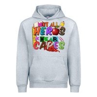 Heather Grey not all heros wear capes Urban Hoodie - Zillion Design Studio