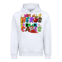 White not all heros wear capes Urban Hoodie - Zillion Design Studio