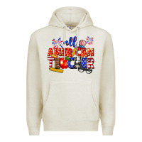 Oatmeal Heather all american teacher Premium Hoodie - texasbilliewilder