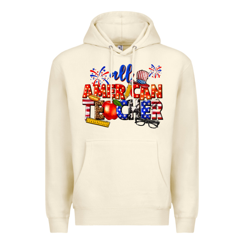 All American Teacher Premium Hoodie by texasbilliewilder | Teevron