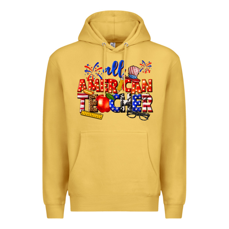 All American Teacher Premium Hoodie by texasbilliewilder | Teevron
