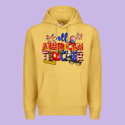 All American Teacher Premium Hoodie Designed By Texasbilliewilder