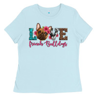 Baby Blue love french bulldogs Ladies Tee - Artiststas