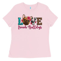 Bubblegum Pink love french bulldogs Ladies Tee - Artiststas