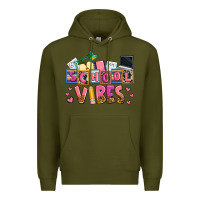 Army Green school vibes Premium Hoodie - AdoDesignShop