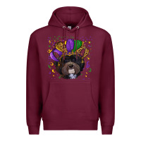 Burgundy mardi gras hat havanese dog Premium Hoodie - RanaPortraitStore
