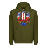 Army Green Ameri can Premium Hoodie - texasbilliewilder