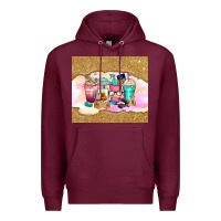 Burgundy small business coffee cups Premium Hoodie - Zillion Design Studio