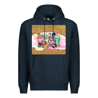 Navy small business coffee cups Premium Hoodie - Zillion Design Studio