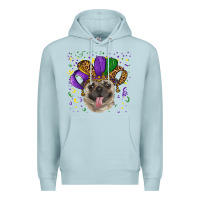 Blue Mist mardi gras hat pug Premium Hoodie - RanaPortraitStore