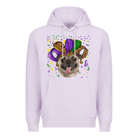 Lilac mardi gras hat pug Premium Hoodie - RanaPortraitStore