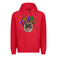 Red mardi gras hat pug Premium Hoodie - RanaPortraitStore