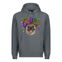 Rock mardi gras hat pug Premium Hoodie - RanaPortraitStore