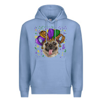 Colony Blue mardi gras hat pug Premium Hoodie - RanaPortraitStore
