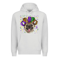 Dove Grey mardi gras hat pug Premium Hoodie - RanaPortraitStore
