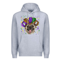 Heather Grey mardi gras hat pug Premium Hoodie - RanaPortraitStore