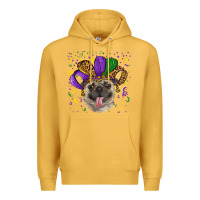 Mustard mardi gras hat pug Premium Hoodie - RanaPortraitStore